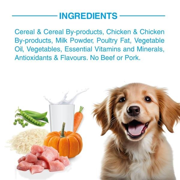 Bairo Puppy Dry Dog Food, 3kg Chicken and Milk Puppy Dog Food, 100% Complete & Balanced Food for Puppies, Protein and Essential Nutrients